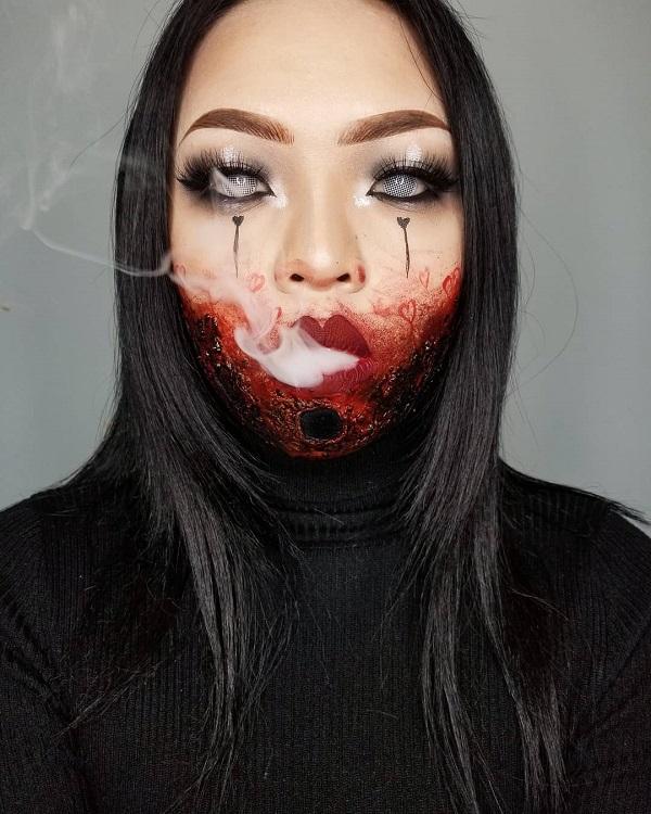 Gruseliges Zombie-Halloween-Make-up