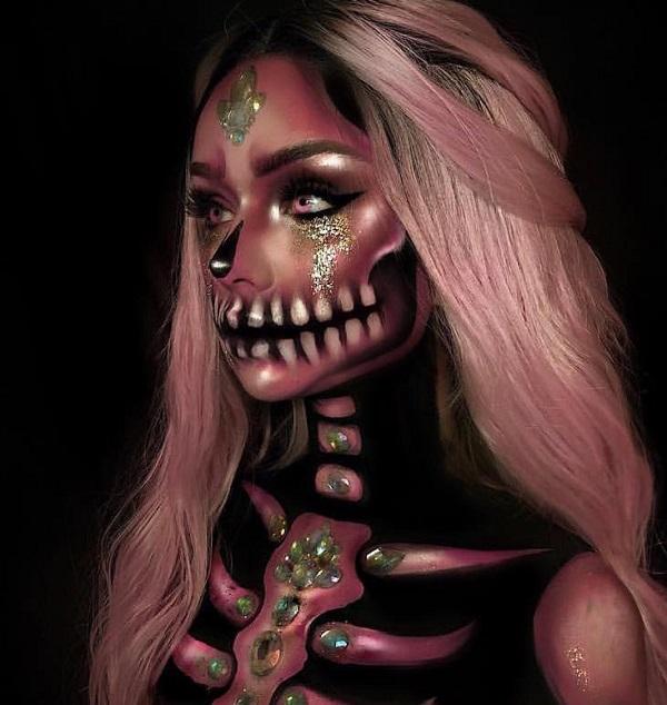 Skelett Lady Halloween Make-up