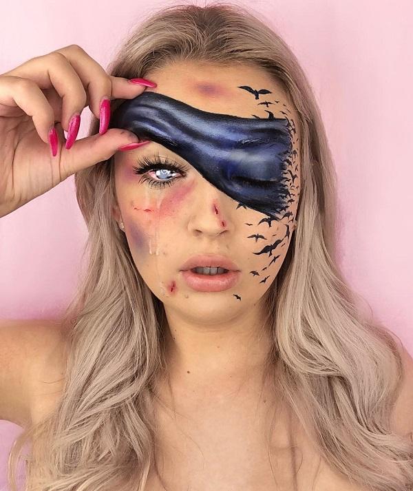 Gruselige Augenmaske Halloween Make-up