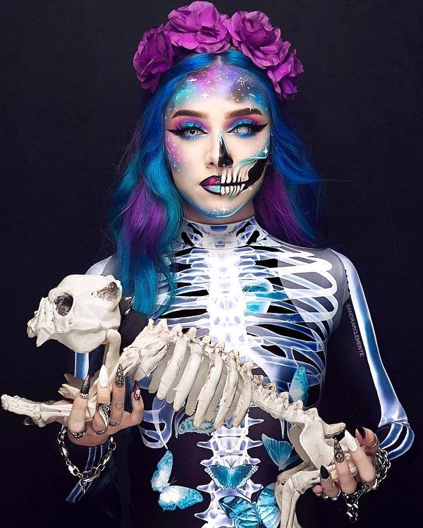 Skeleton Bride Halloween makeup