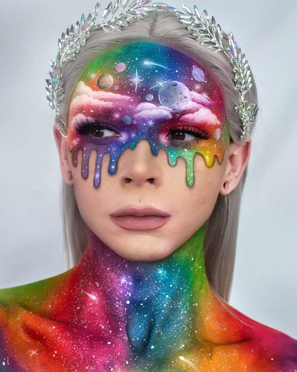 Melting Space Halloween makeup