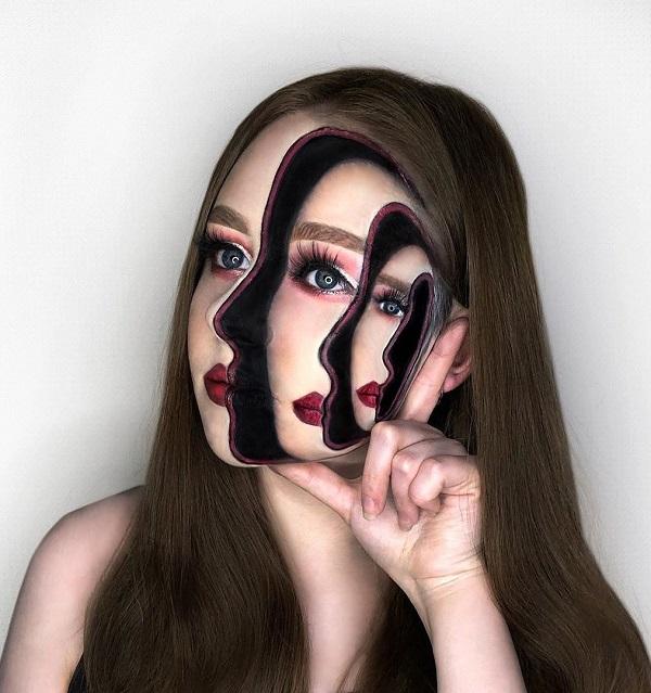 Gefälschtes Schatten-Halloween-Make-up