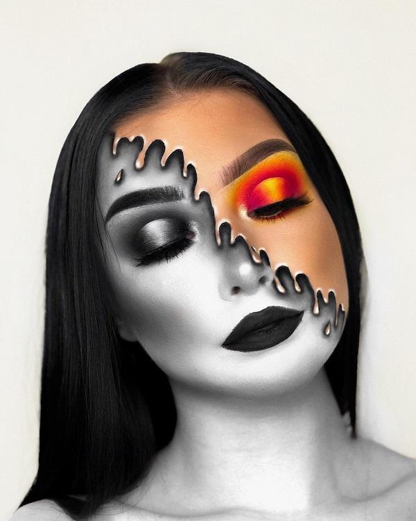 Geometrische Gitter Halloween Make-up