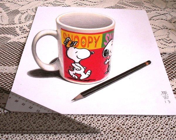 Hrnek Snoopy 3D kresba Carmen Harada