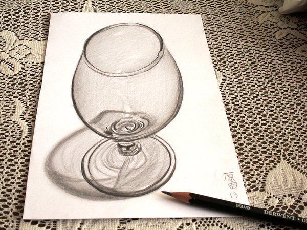 Weinglas 3D-Zeichnung von Carmen Harada