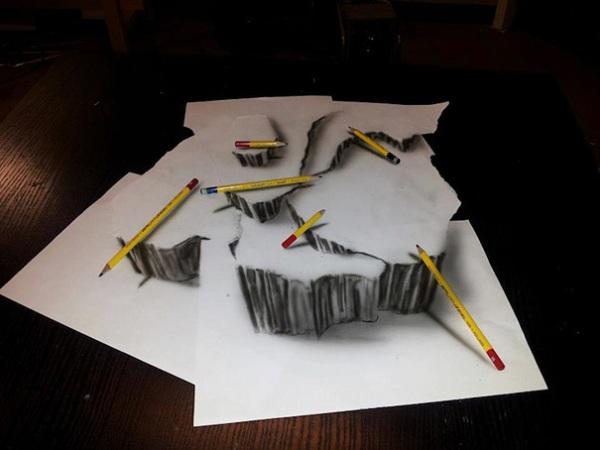 Verstreute Bleistifte 3D-Zeichnung