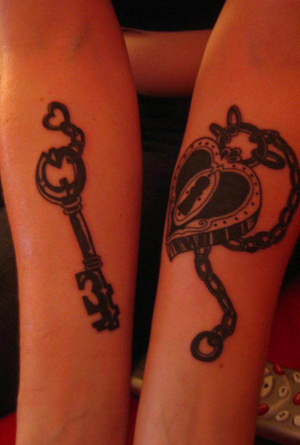 tetování zámku a klíče