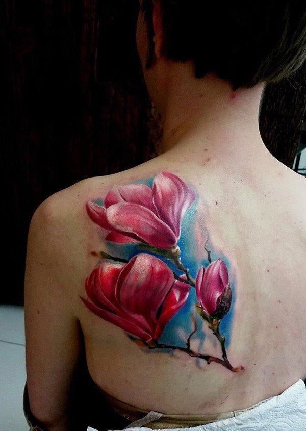 3D Buntes Magnolien Tattoo