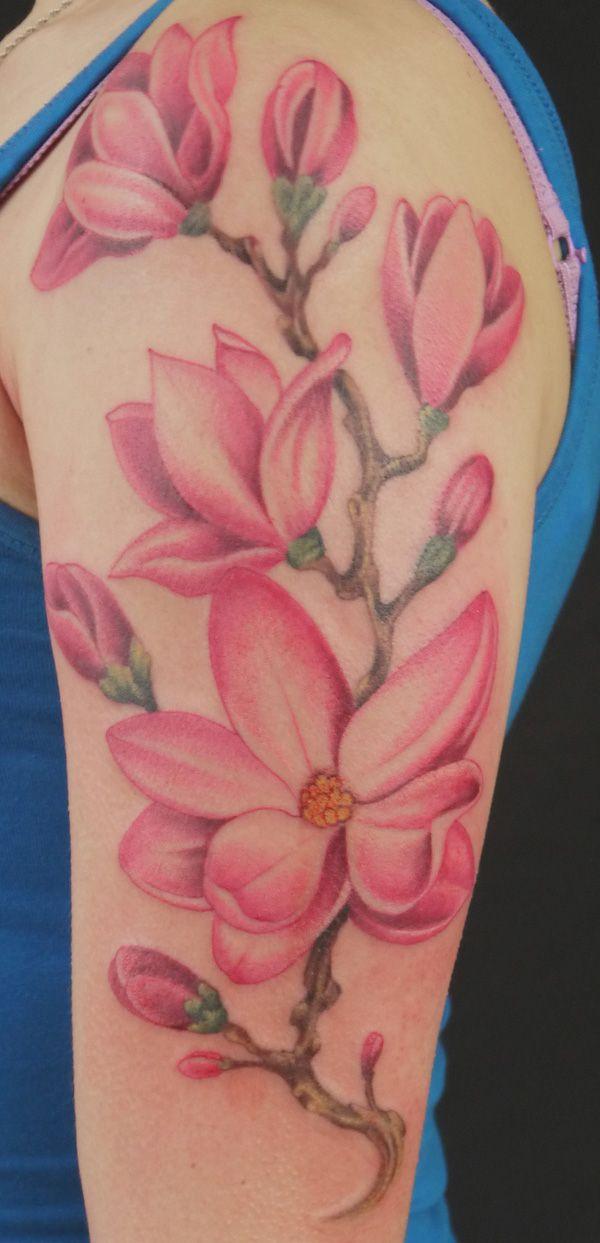 Magnolia halbes Ärmel Tattoo.