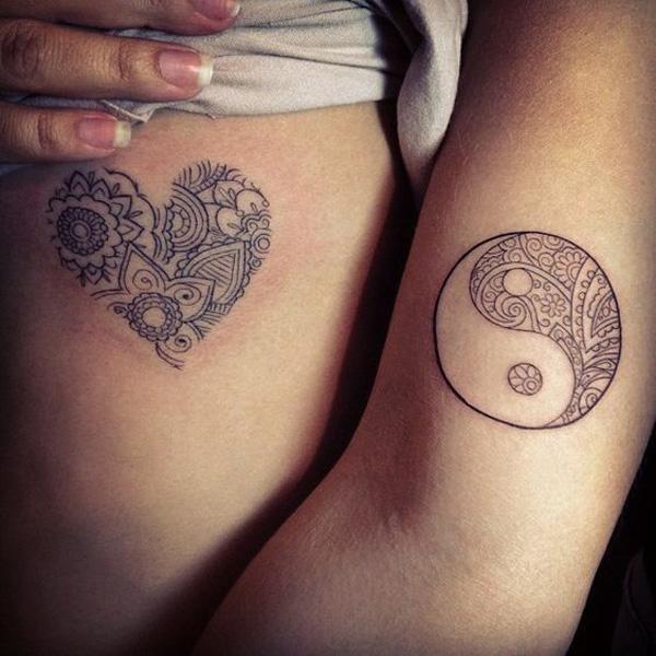 Herz und Yin-Yang-Tattoo-45