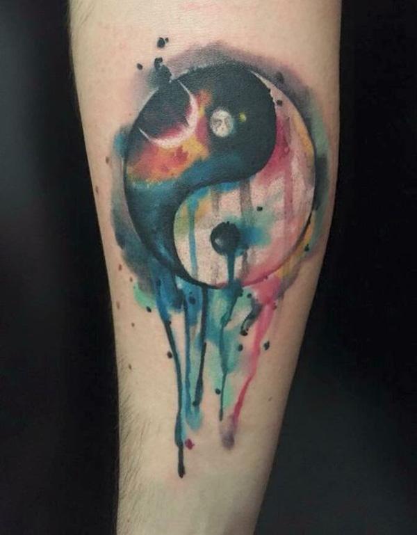 Aquarell Yin Yang Tattoo-43