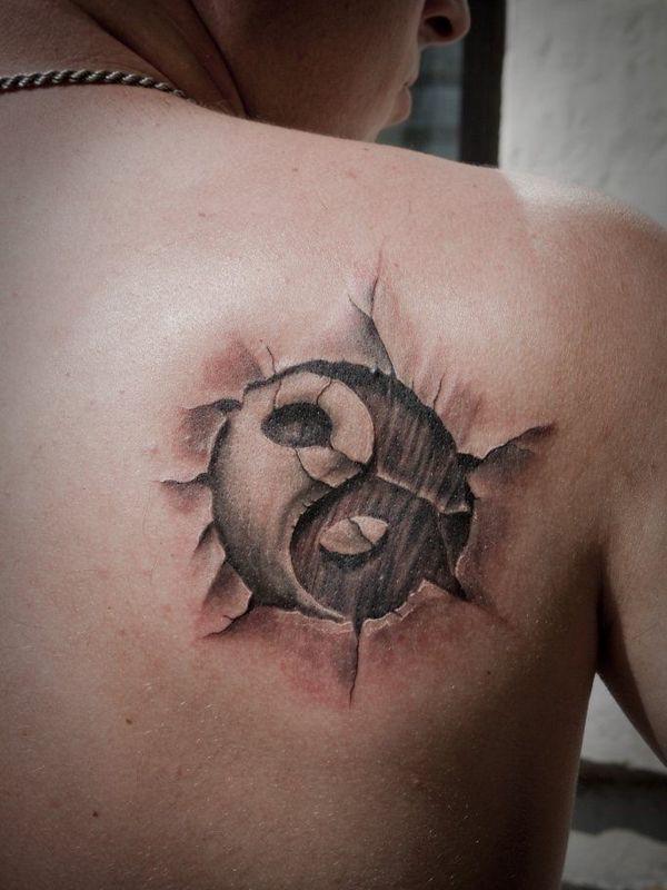 3D Yin Yang Rücken Tattoo für Männer-17