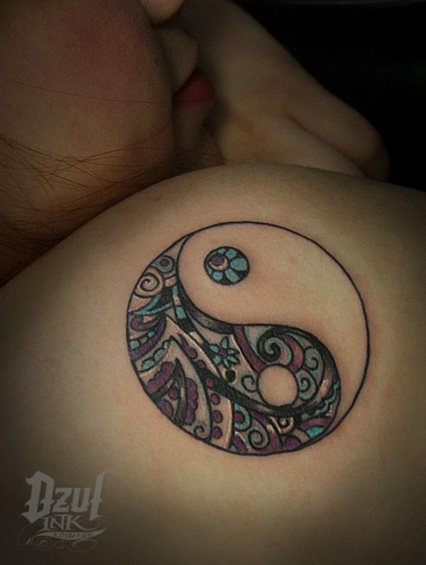 Farbe Yin Yang Tattoo-31