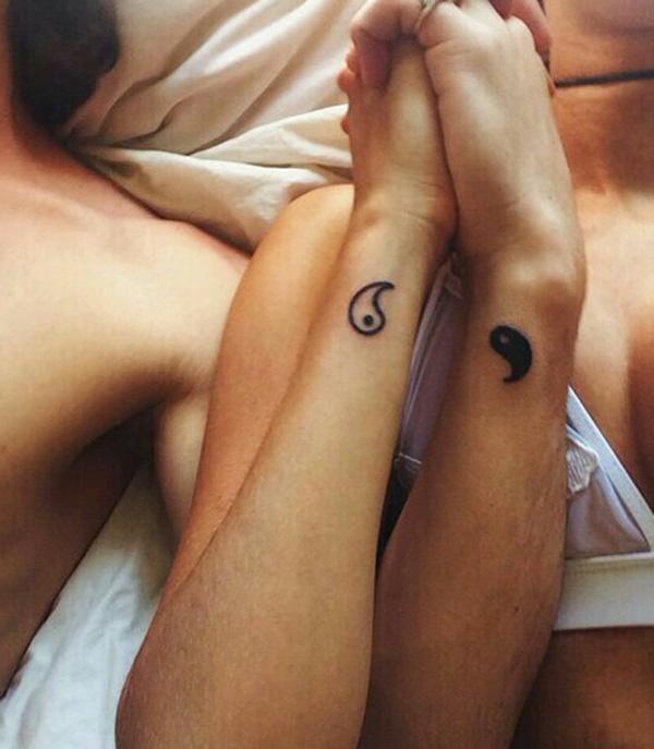 Paar Tinte Liebe Yin Yang Tattoo-32