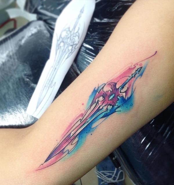 Akvarel meč tetování-29