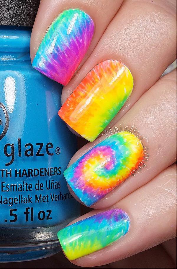 Rainbow Watercolor nail art-7