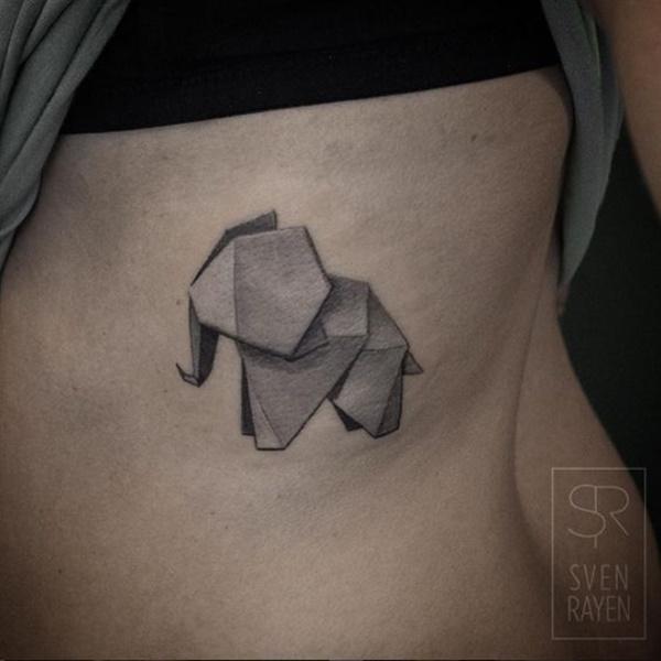 Origami tetování slona