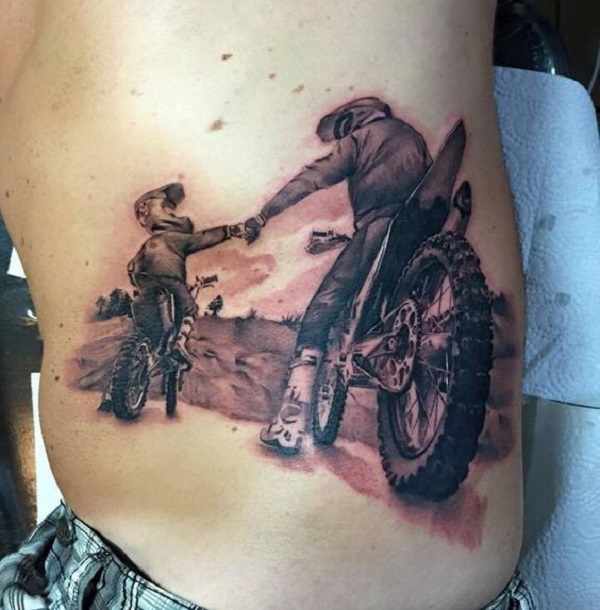 RODINNÉ TATTOO IDEAS motocyklisté otec a syn