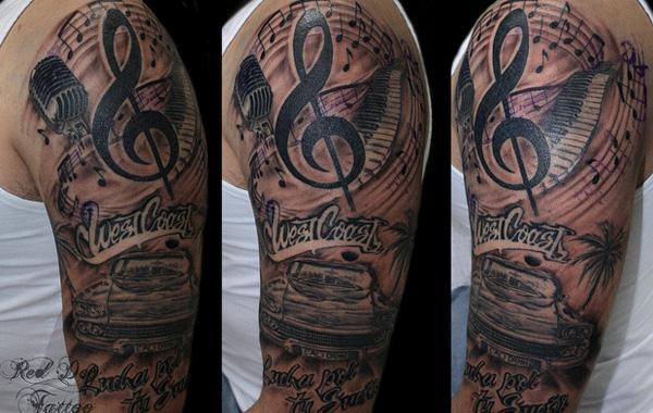 WestCoast Musik halbes Arm Tattoo