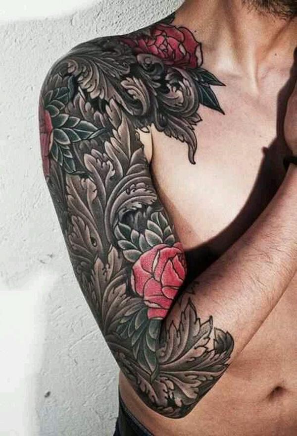 Kompliziertes halbes Ärmel Tattoo für Männer
