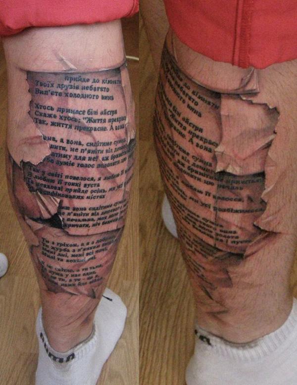 Gebrochene Haut Gedicht Bein Tattoo