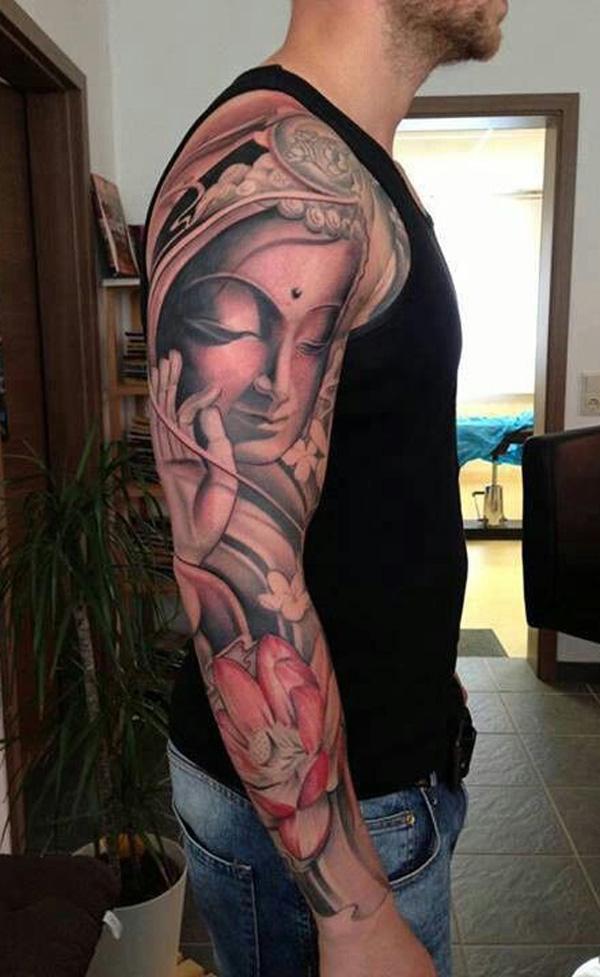 Tetování rukávů Buddhy a Louts