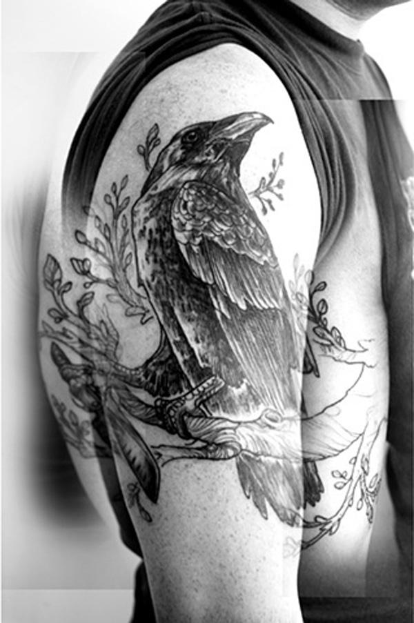 Raven on the Tree Tattoo-46