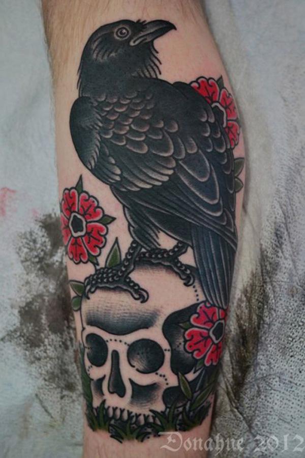 Raven Tattoo na noze pro muže-31