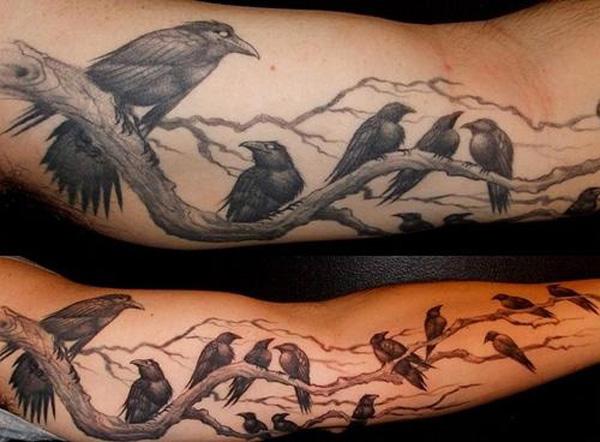 Ravens Tattoo na rukávu-55