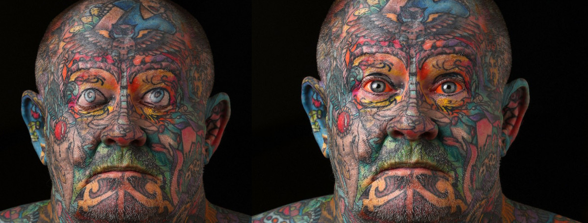 John Kenney, 60 let stará tetování, stará a tetovaná, gangsterské tetování, tetování na obličej, muž tetování celého těla z nenávisti k sobě, useknutý prst