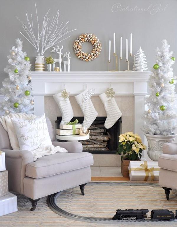 Bílé vánoční domácí dekorace