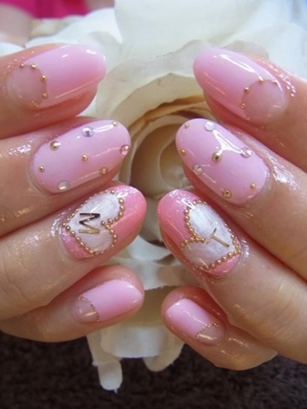 51 Docela růžová elegantní japonská manikúra na nehty