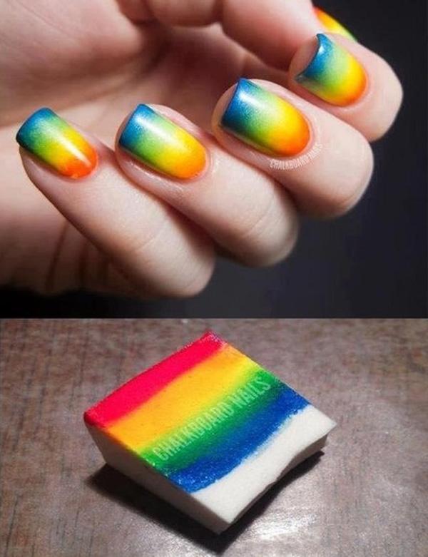 Sponge Rainbow Nail Art Design pro léto-2