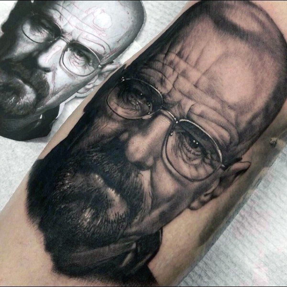 realistisch-3d-mens-breaking-bad-walter-white-arm-tattoos