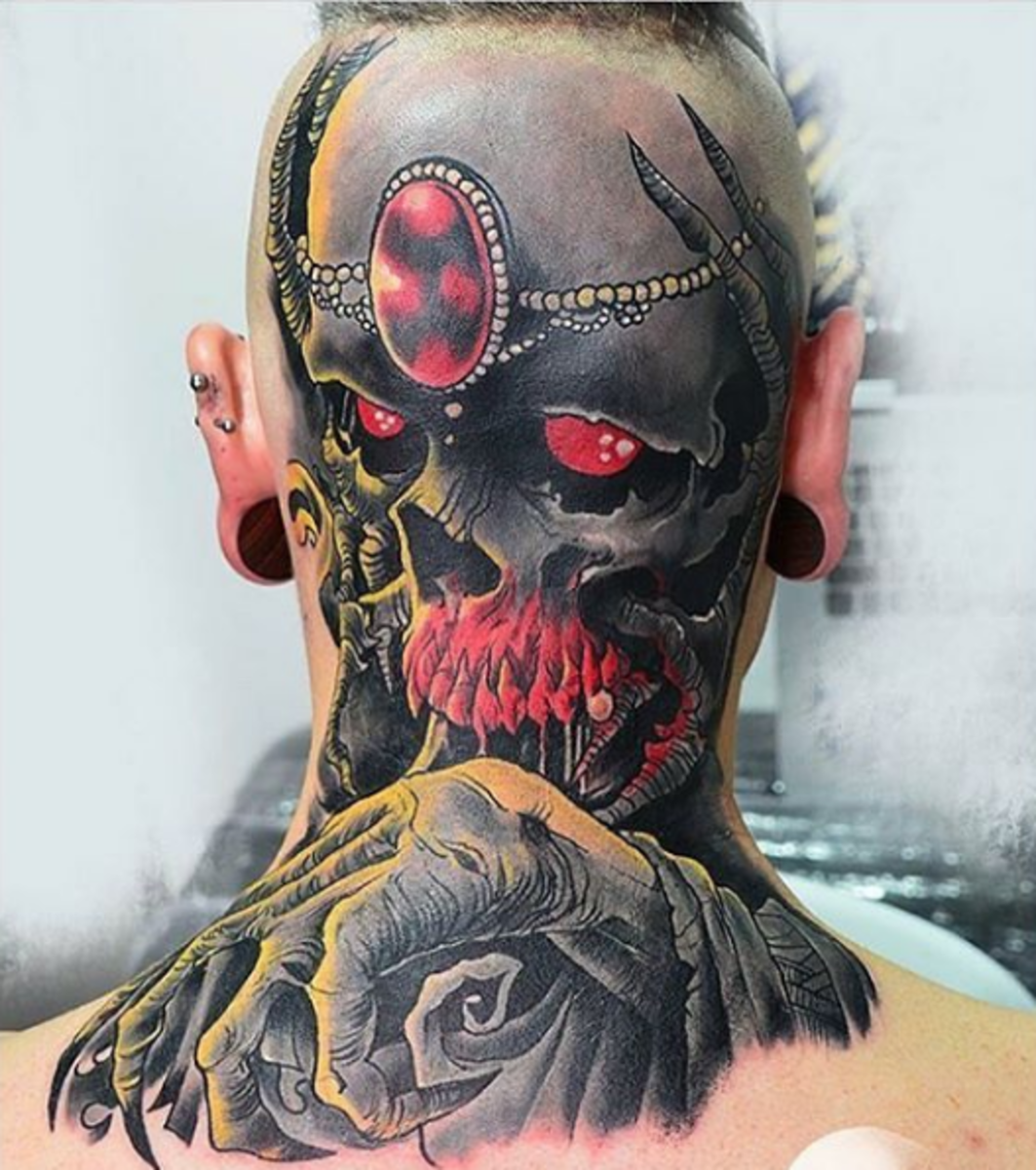 tätowierung, tätowierer, tattoo-idee, tattoo-inspiration, tattoo-design, kopftätowierung, eingefärbt, inkedmag