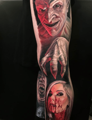 Tattoo, Tätowierer, Tattoo-Idee, Tattoo-Inspiration, Tattoo-Design, Tattoo-Kunst, Horror-Tattoo, eingefärbt, inkedmag