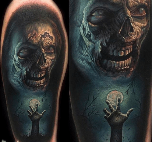 Tattoo, Tätowierer, Tattoo-Idee, Tattoo-Inspiration, Tattoo-Design, Tattoo-Kunst, Horror-Tattoo, eingefärbt, inkedmag