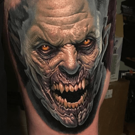 Tattoo, Tätowierer, Tattoo-Idee, Tattoo-Inspiration, Tattoo-Design, Tattoo-Kunst, Horror-Tattoo, eingefärbt, inkedmag