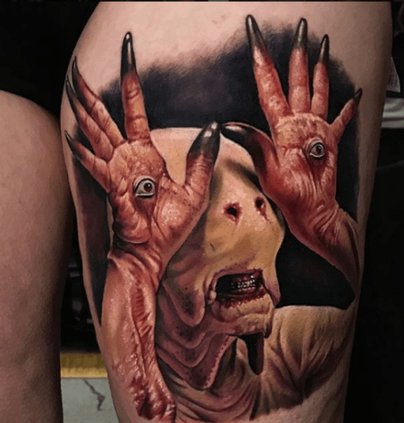 Tattoo, Tätowierer, Tattoo-Idee, Tattoo-Inspiration, Tattoo-Design, Tattoo-Kunst, Horror-Tattoo, eingefärbt, inkedmag