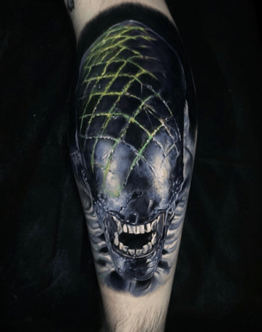 Tattoo, Tätowierer, Tattoo-Idee, Tattoo-Inspiration, Tattoo-Design, Tattoo-Kunst, Horror-Tattoo, eingefärbt, inkedmag