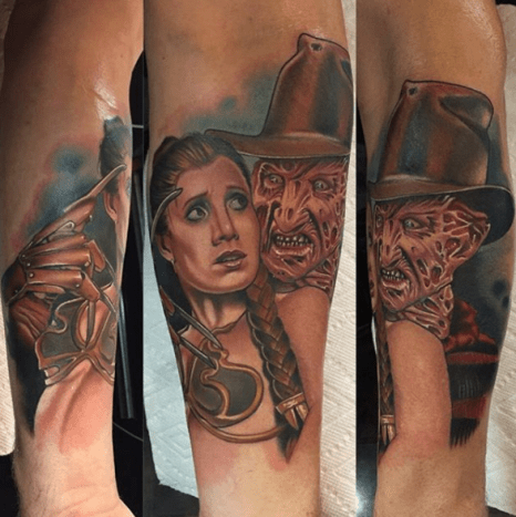 Tattoo, Tätowierer, Tattoo-Idee, Tattoo-Inspiration, Tattoo-Design, Tattoo-Kunst, Horror-Tattoo, eingefärbt, inkedmag