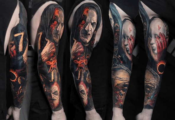 Tattoo, Tätowierer, Tattoo-Idee, Tattoo-Inspiration, Tattoo-Design, Tattoo-Kunst, Horror-Tattoo, eingefärbt, inkedmag