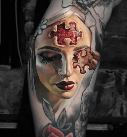 Tattoo, Tätowierer, Tattoo-Idee, Tattoo-Inspiration, Tattoo-Design, Tattoo-Kunst, Horror-Tattoo, eingefärbt, inkedmag