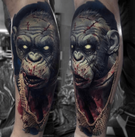 Tattoo, Tätowierer, Tattoo-Idee, Tattoo-Inspiration, Tattoo-Design, Tattoo-Kunst, Horror-Tattoo, eingefärbt, inkedmag