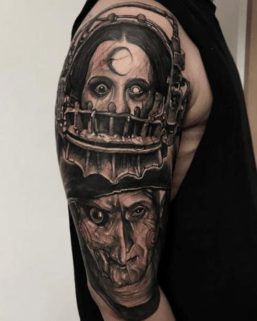 Tattoo, Tätowierer, Tattoo-Idee, Tattoo-Inspiration, Tattoo-Design, Tattoo-Kunst, Horror-Tattoo, eingefärbt, inkedmag