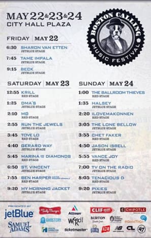 Boston Calling - Boston, MA - 22. - 24. května - Jedna z nejhezčích věcí na Boston Calling je, že je to malý festival s velkými jmény. Fest má pouze dvě pódia, takže oddaní fanoušci by potenciálně mohli sledovat každou kapelu. A tato řada obsahuje jména jako Pixies, My Morning Jacket a Tenacious D.