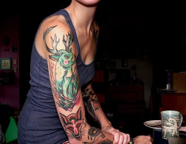 eingefärbtes Magazin, Tattoo-Inspiration, Tattoo-Kunst, Tattoo-Design, Tätowierer, feminine Ärmel, Ärmeltätowierung