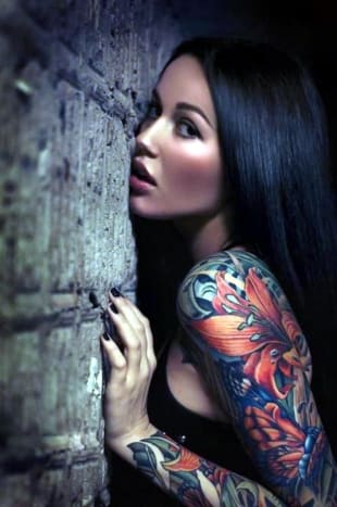 eingefärbtes Magazin, Tattoo-Inspiration, Tattoo-Kunst, Tattoo-Design, feminine Ärmel, Ärmeltätowierung, Tätowierer