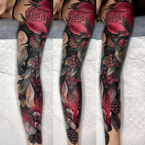 Tattoo von @miryamlumpiniNachdem Sie sich für einen Stil entschieden haben, können Sie jetzt mit der Planung der Bilder beginnen, aus denen Ihr Ärmel bestehen soll. Der Grund, warum Sie den Stil zuerst auswählen, ist, dass er einen großen Einfluss auf das Thema und das Layout der einzelnen Tattoos hat. Wenn Sie zu traditionellen Symbolen tendieren, sehen Sie sich einige traditionelle Symbole an. Wenn Sie Realismus wollen, werfen Sie einen Blick auf einige beliebte Themen des Genres.