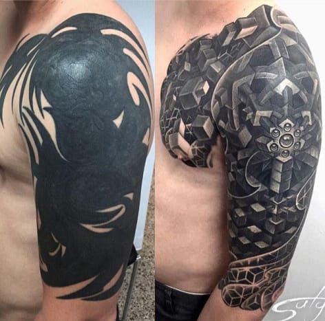 Als nächstes müssen Sie ein größeres Stück besorgen, als Sie damit begonnen haben, um Ihr Tattoo vollständig zu verdecken. Sie werden zusätzlichen Platz für die neue und alte Haut brauchen, um das Tattoo zu atmen und Kontraste zu schaffen. Wie groß du gehen musst, hängt davon ab, an welchem ​​Teil du arbeitest und auf welchen Stil dein Tätowierer spezialisiert ist.